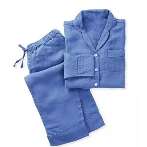 S&L Blue Linen 2 Piece Positano Women's Blue Pajama Set!